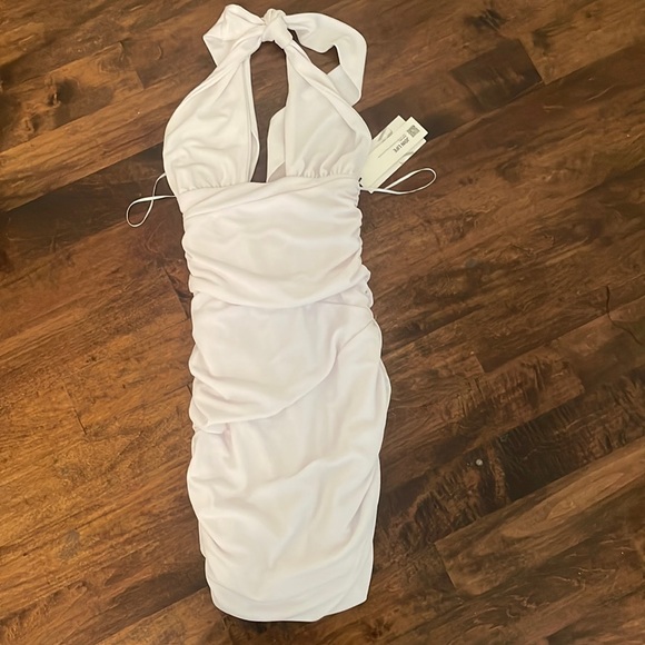 Brand New White Zara Ruched Halter Dress - Picture 3 of 6